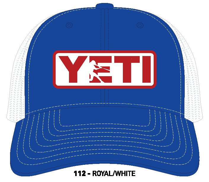 YETI Batter Trucker Hat Royal Blue with Red Badge