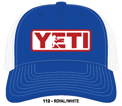 YETI Batter Trucker Hat Royal Blue with Red Badge