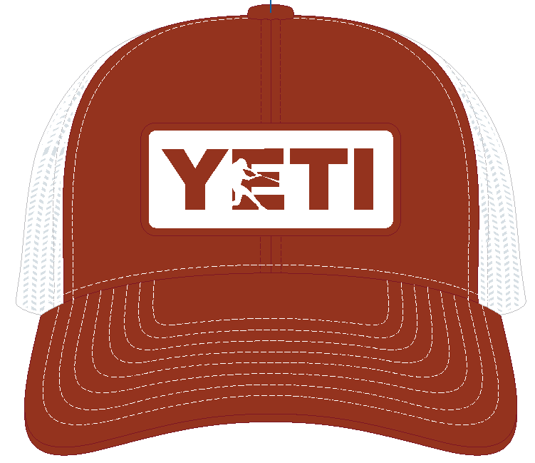 YETI Batter Trucker Hat Texas Orange with Badge